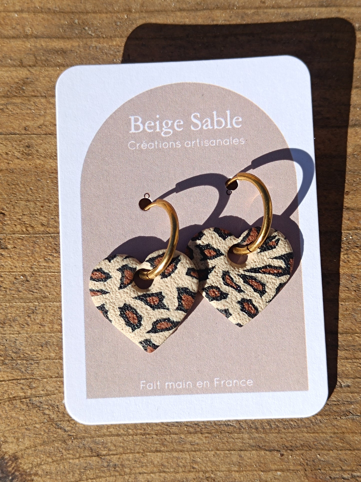 Boucles créole coeur léopard