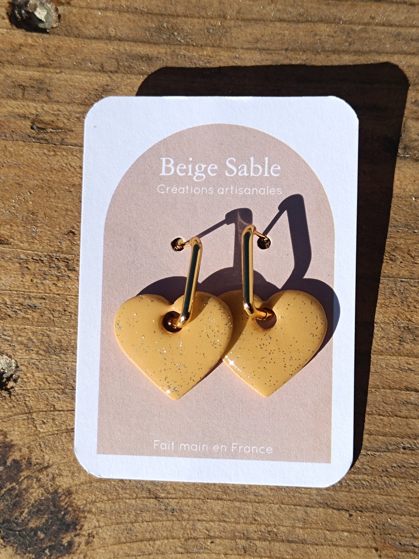 Boucles créole coeur jaune d'automne