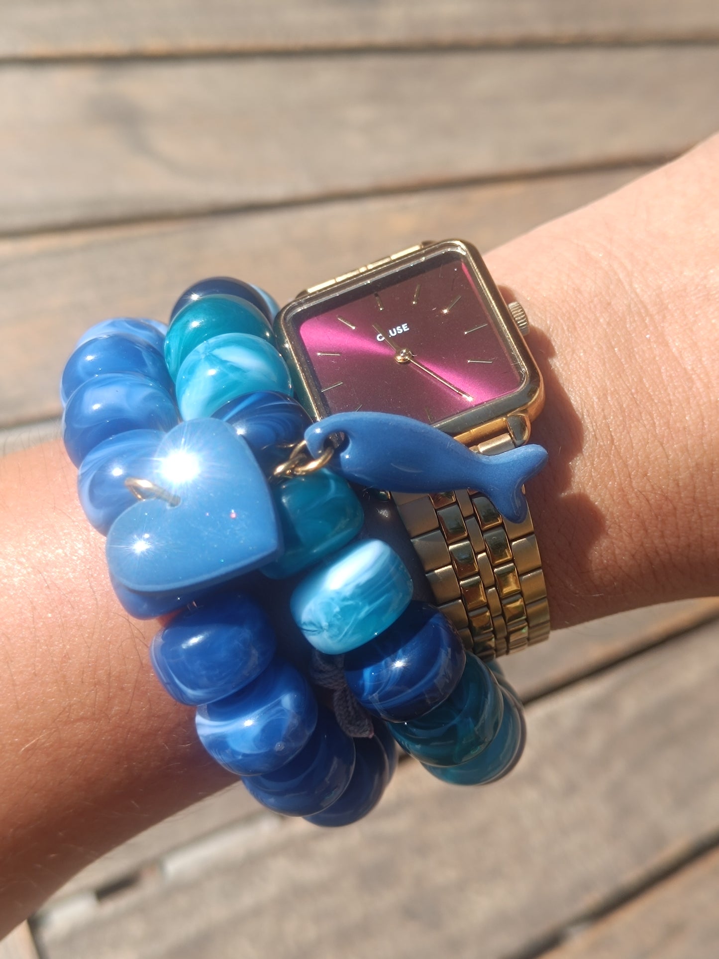 Bracelets élastiques bleu coeur bleu