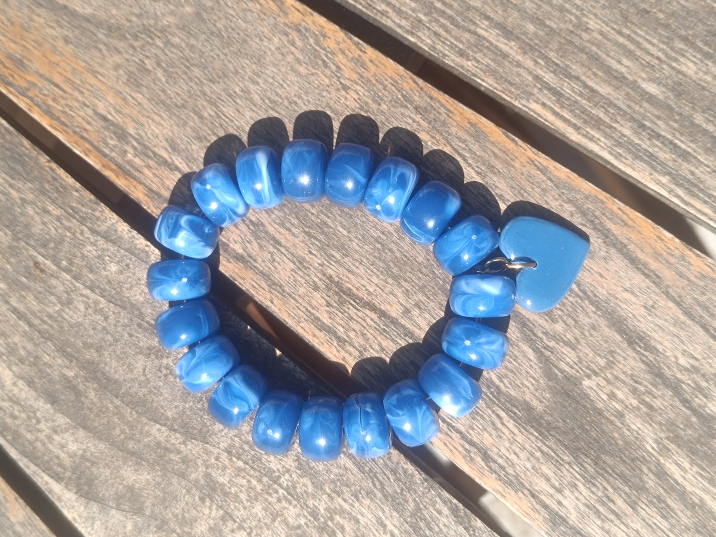 Bracelets élastiques bleu coeur bleu