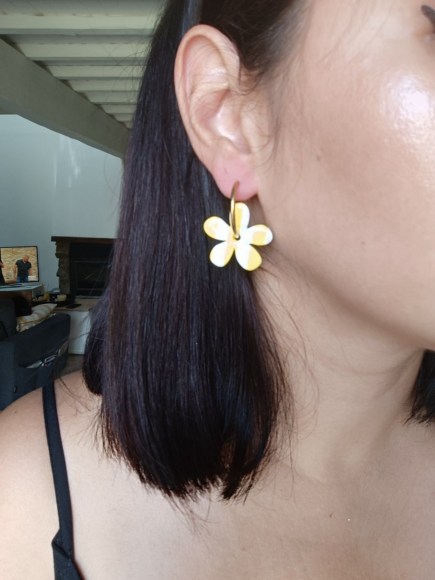 Boucles clysta rayées jaune