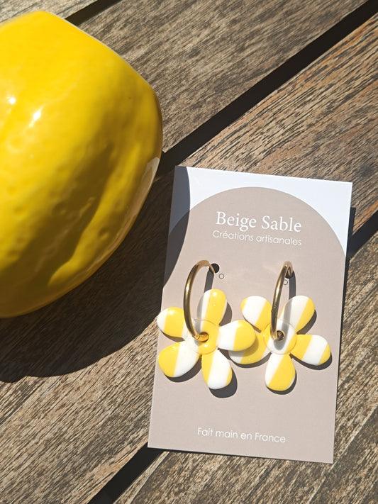 Boucles clysta rayées jaune