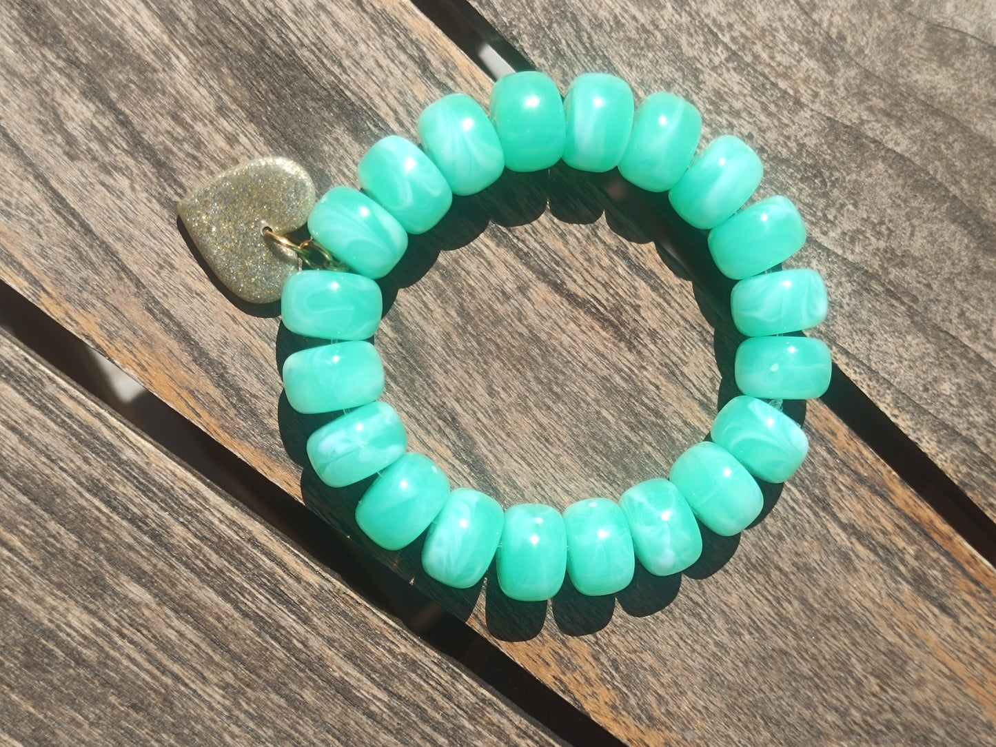 Bracelets élastiques vert d'eau