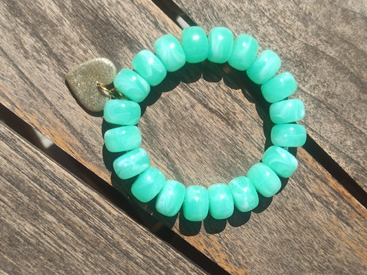Bracelets élastiques vert d'eau