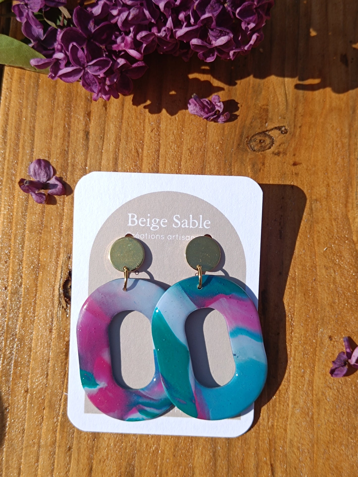 Boucles Adel mix bleu/rose