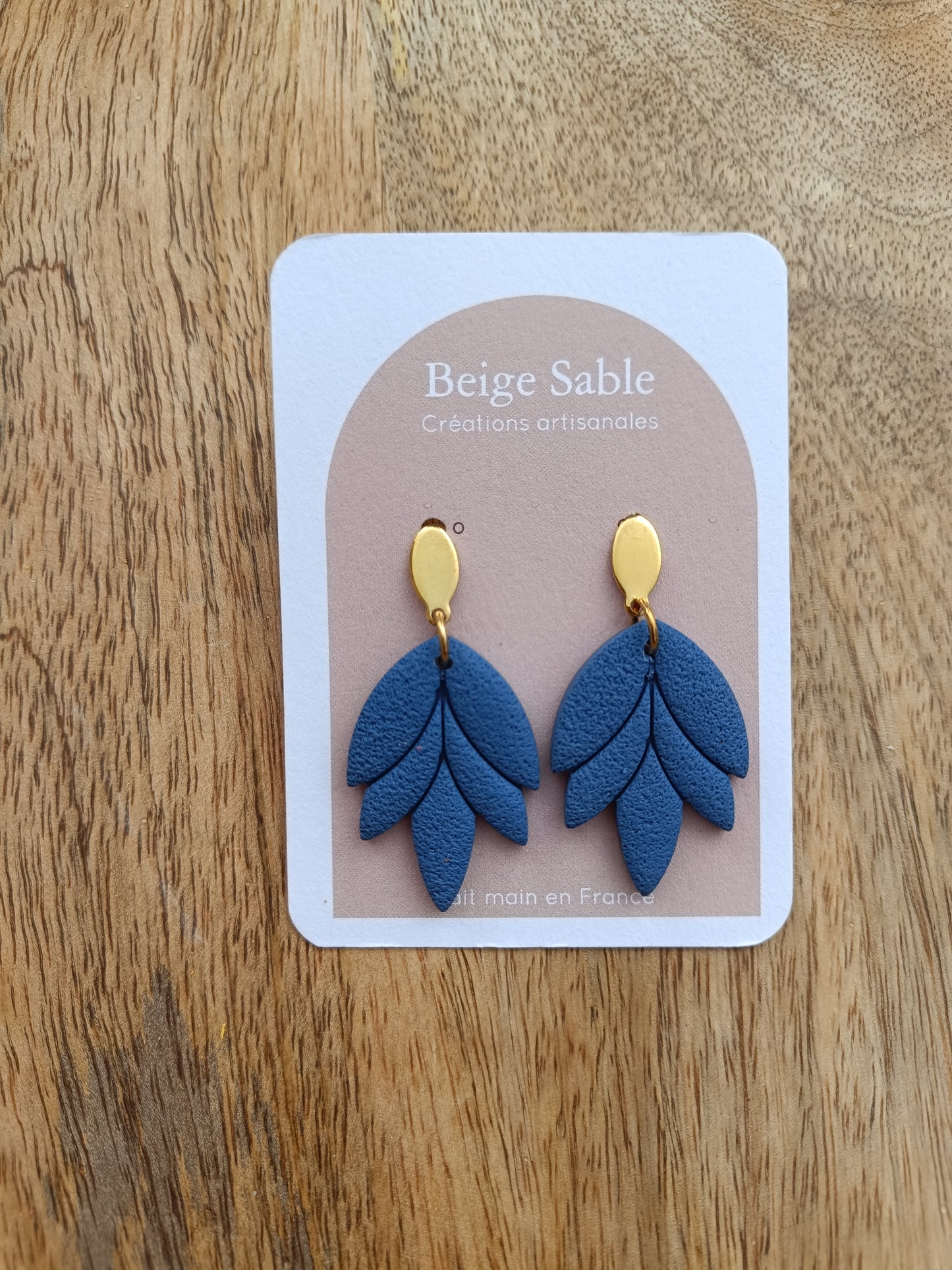 Boucles feuilla bleu jean