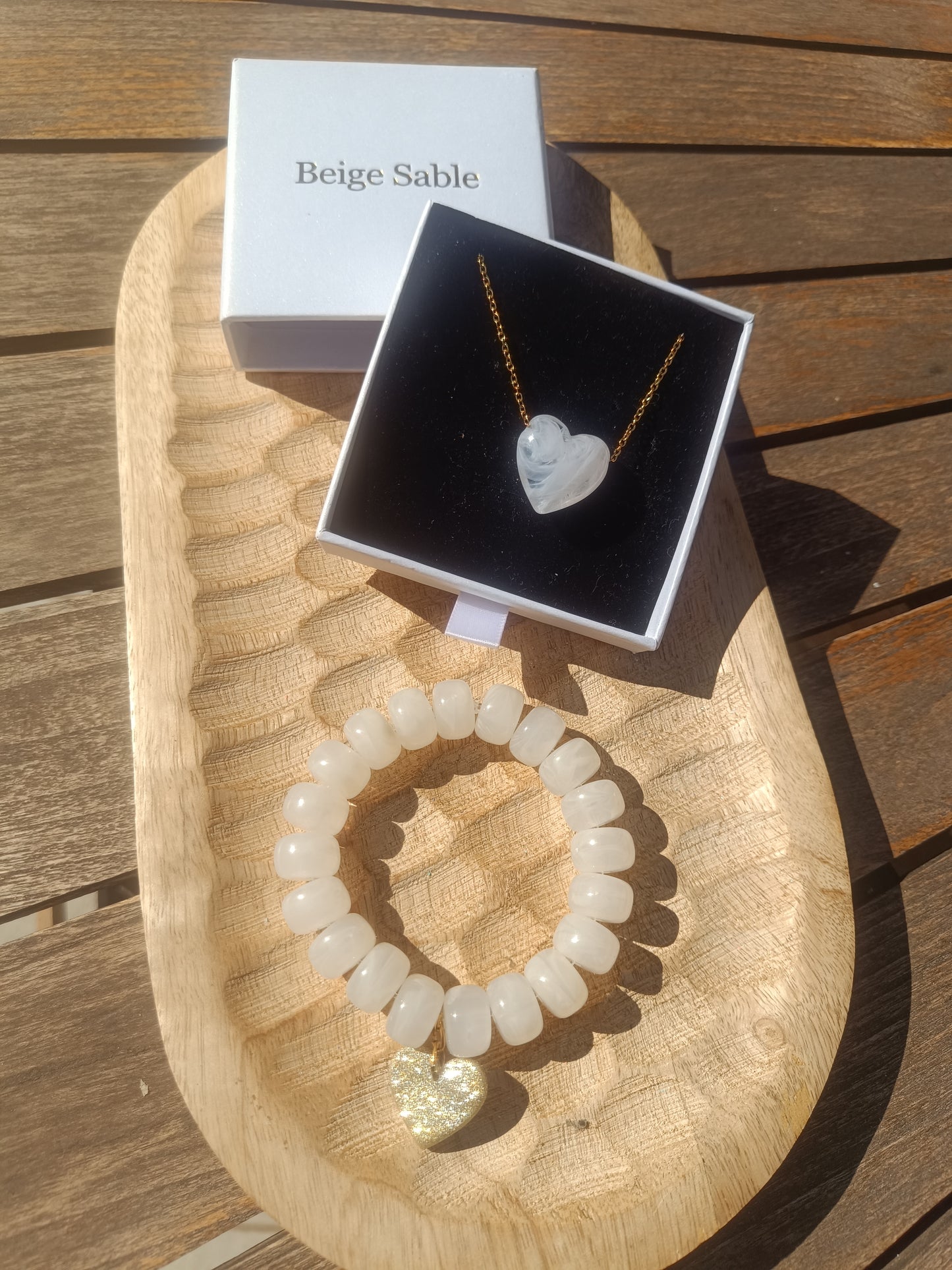 Parure collier et bracelet élastique