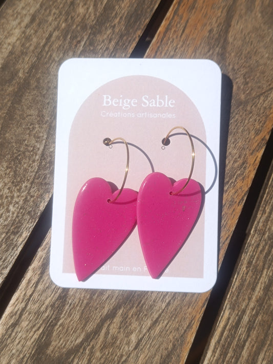 Coeurs longs fushia