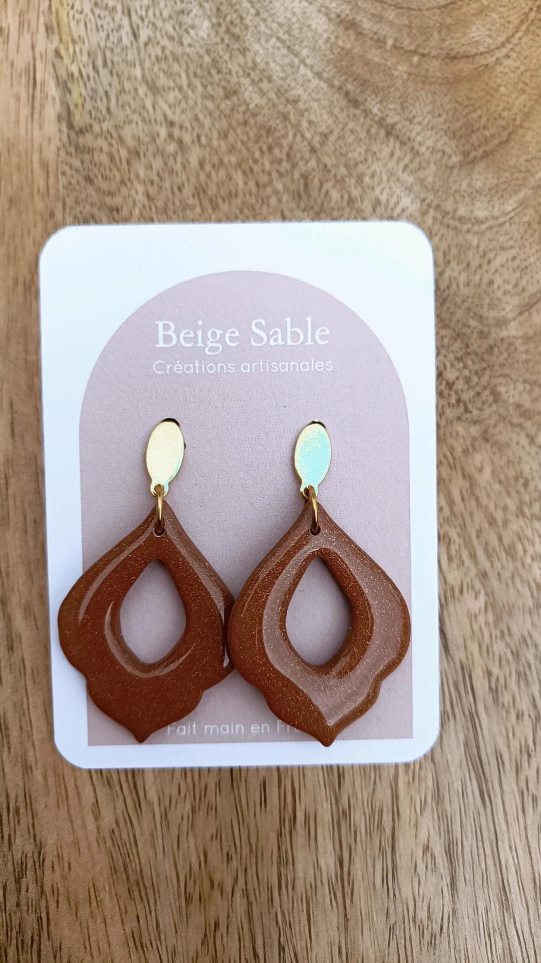 Boucles Léa Camel nacré