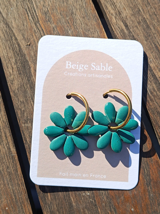 Boucles marguerite créoles vertes