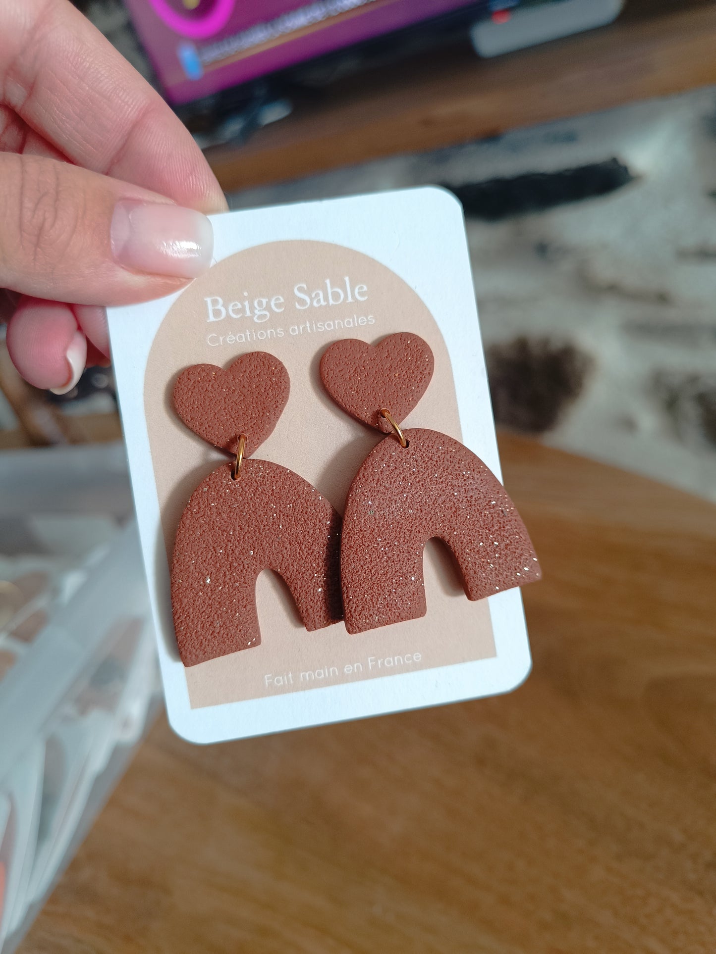 Boucles camel coeur