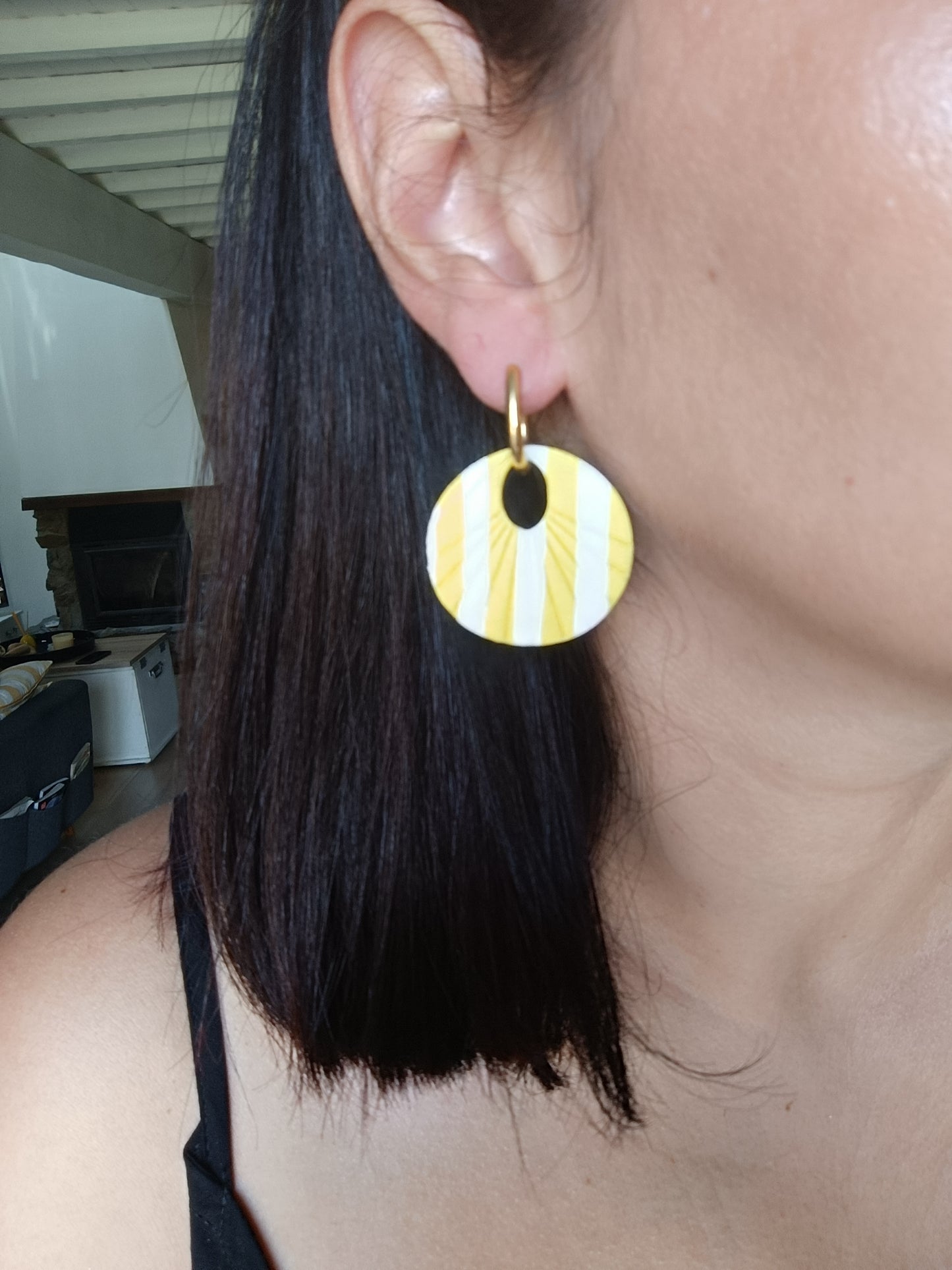 Boucles juju rayés jaunes